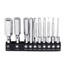 Drillpro 20pcs 60mm H1.5-H12 Hex Head Screwdriver Bit 1/4 Inch Hex Shank Metric Inch Magnetic Screwdriver Bits