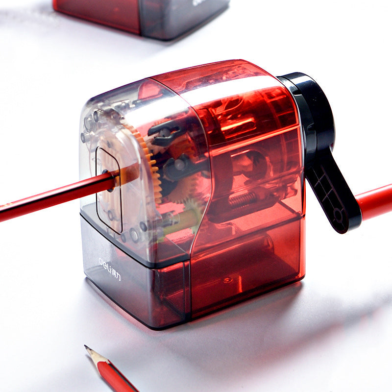 XIAOMI Ecosystem Deli 71152 Plastic Manual Pencil Sharpener Hand Crank Pencil Cutter Transparent Body Office School Students Stationery Supplies