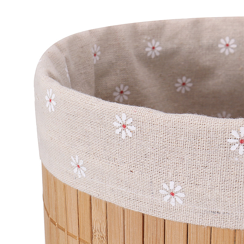 Bamboo Trash Can Foldable Wastebasket Garbage Can Waste Bins for Office Study Bathroom Living Room