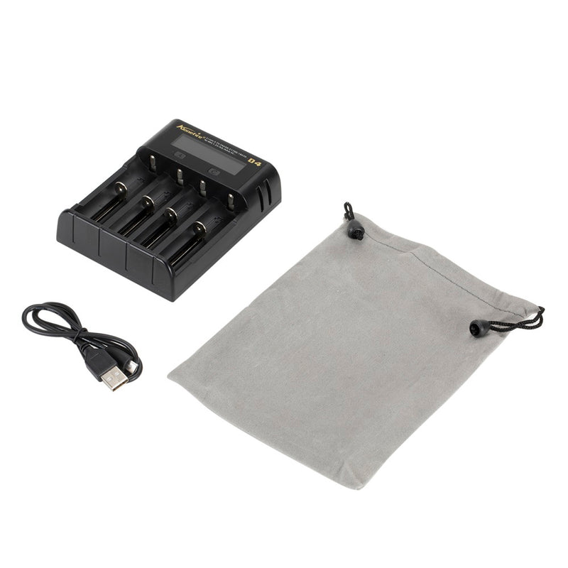 Alonefire D4  4slots 2A LCD Screen Display Smart Charger for 18650 26650 21700 Universal Battery USB Charging AA AAA Intelligent Fast Charger