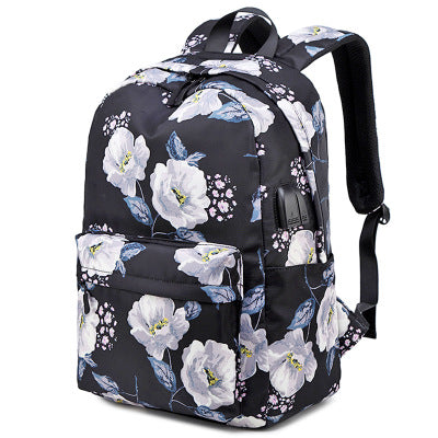 3 in 1 Laptop Bag Multifunction Backpack For Women Flower School-Bag Travel-Bag Nylon Water Resistant Casual Daypack