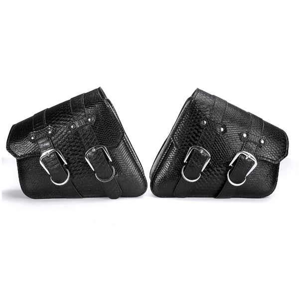 Left/Right PU Leather Motorcycle Saddlebags Luggage Saddle Pannier Bag Black Universal