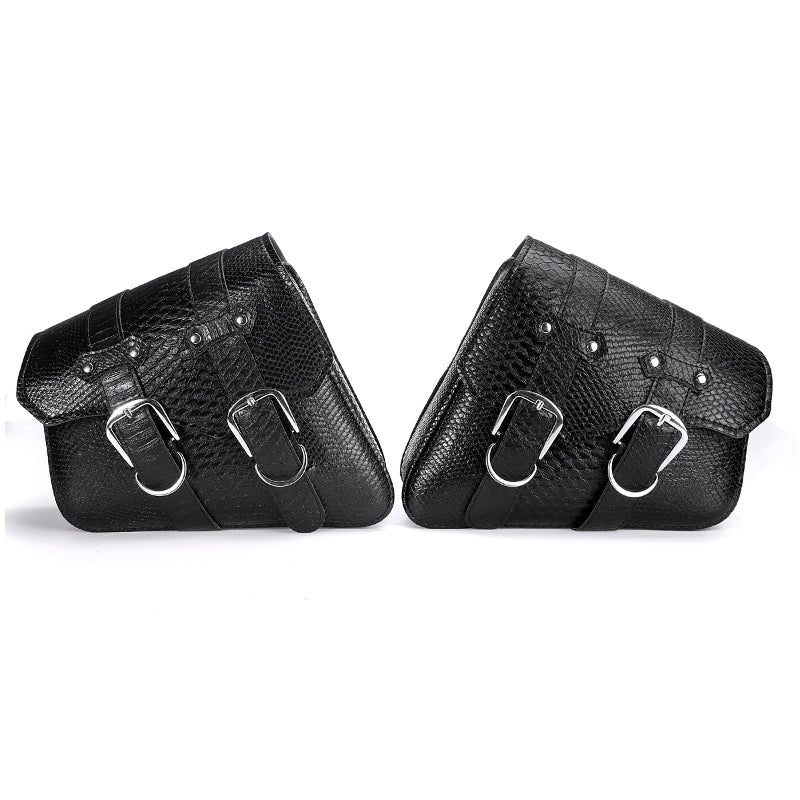 Left/Right PU Leather Motorcycle Saddlebags Luggage Saddle Pannier Bag Black Universal