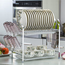 2 Tiers Dish Drying Rack Stainless Steel Over Sink Kitchen Cutlery Bowl Storage Holder