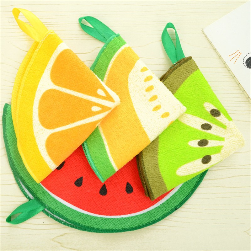 Honana Fruit Pattern Towel Absorbent Cloth Kitchen Towel Handkerchief Quick-Dry Cleaning Dish Cloth
