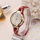 Fashion Colorful Leather Band Women Simple Dial Rose Gold Case Quartz Watch
