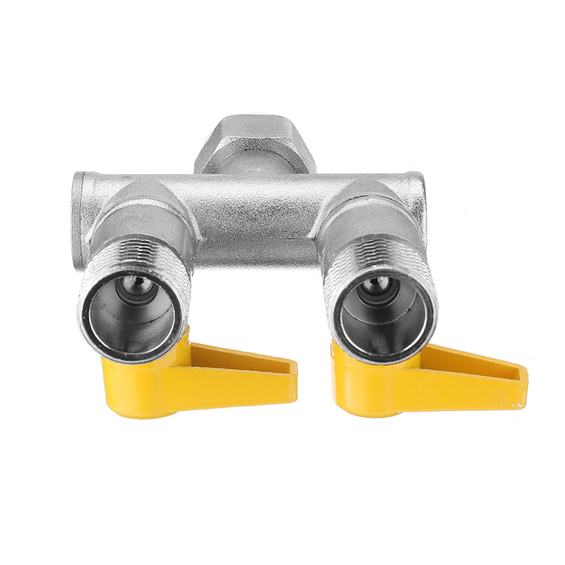 1/2'' Garden Hose Maniford Quick Connector 2 Outlet Two Way Splitter Valve Adapter Hose Connector Splitter for Washing Machine Faucet