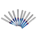 Drillpro 10pcs 0.8-3.175mm Blue NACO Coated PCB Bits Carbide Engraving Milling Cutter For CNC Tool Rotary Burrs