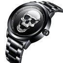 LIGE LG9876 Special Skull Pattern Three-needle Stainless Steel Quartz Watch Men Watch