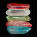 5pcs 35-38mm Titanium Rainbow Natural Quartz Crystals Pendant Bead Healing Point