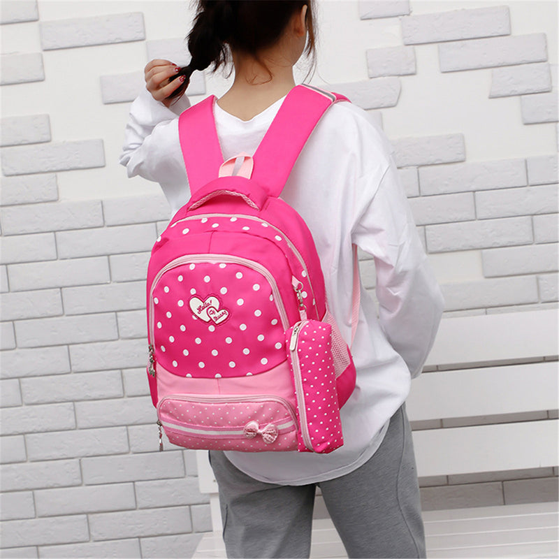 22L Cute Kids Children Girl Backpack Waterproof Nylon School Book Rucksack With Pencil Bag