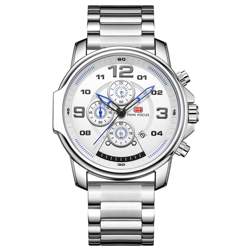 MINIFOCUS 0229G Full Steel Business Style Men Wristwatch Calendar Multifunction Quartz Watch