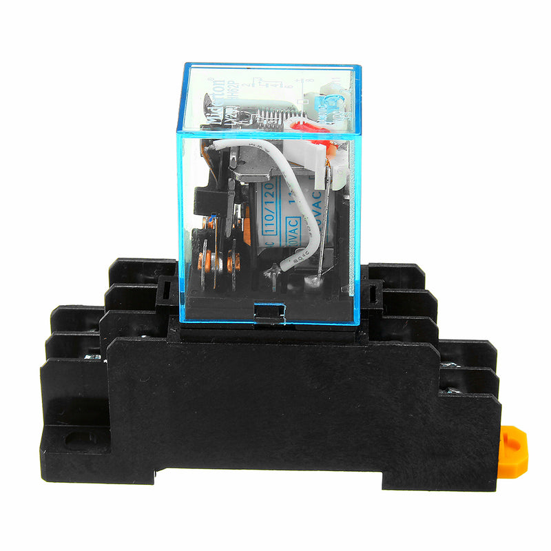 5Pcs AC110V Coil Power Relay LY2NJ JQX-13F DPDT 8 Pin PTF08A With Socket Base