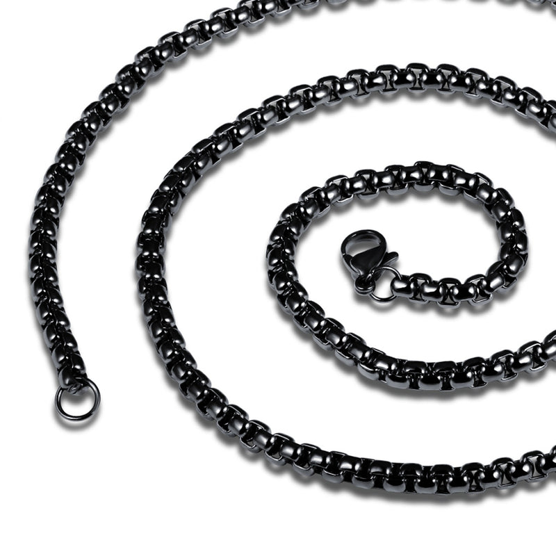 3mm55cm Retro Men's Necklace Square Chain Necklace Polished Stainless Steel Single Chain