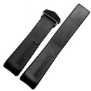 Black Silicone Watch Strap Band Folding Clasp For 22mm Bayonet Position Watch