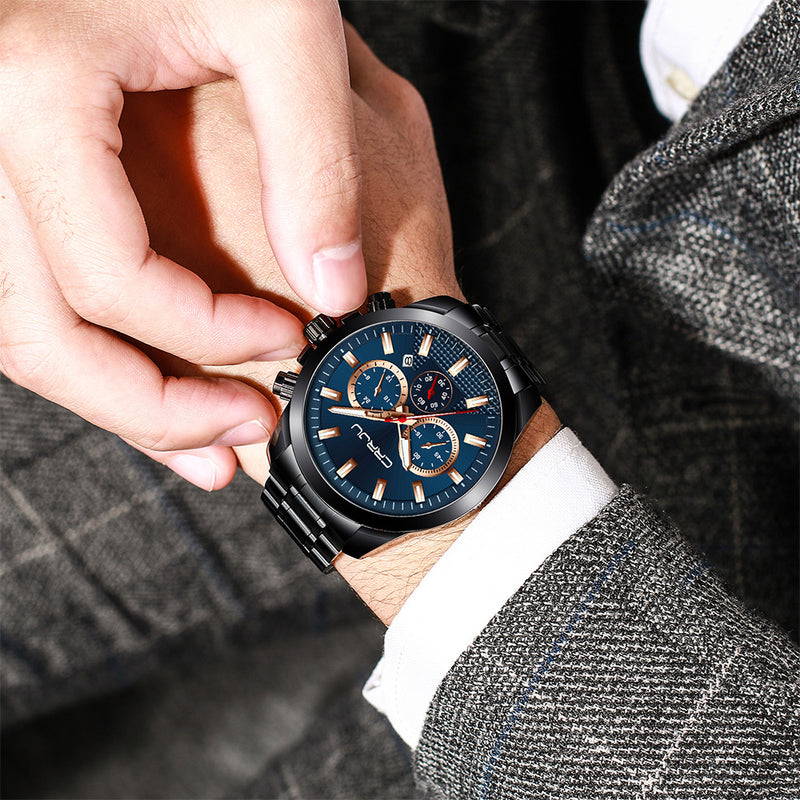 CRRJU 2286 Fashion Alloy Case Full Steel Luminous Display Business Style Men Quartz Watch