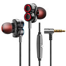 KDK-503 Universal Wired Earphone Dual Dynamic Drivers Stereo Super Bass Headset with Mic