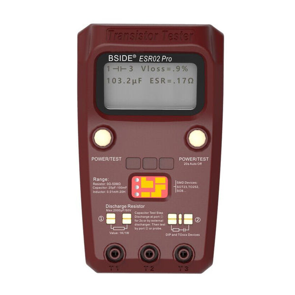 BSIDE ESR02PRO Digital Transistor SMD Components Tester Diode Triode Capacitance Inductance Meter