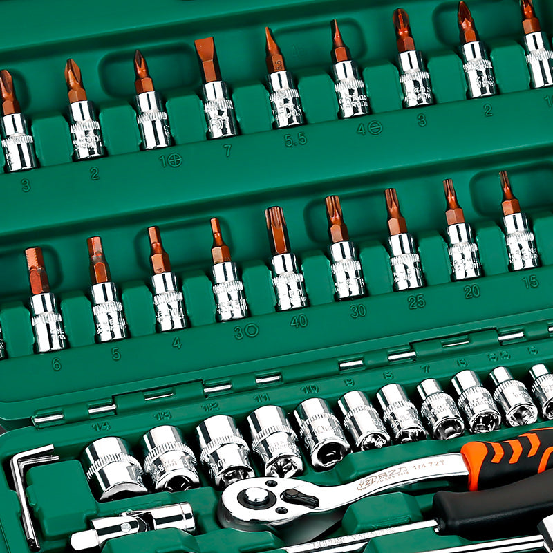 46Pcs Professional Spanner Socket Set 1/4inch Screwdriver Ratchet Wrench Set Kit Car Repair Tools