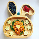 Baby Toddler Suction Plate Stay Put Feeding Plate Natural Bamboo Rabbit Shape Kids Bowl
