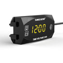 6V-30V LED 2-in-1 12V Voltmeter Time Display Timetable Measuring Battery Meter For Motorcycle Scooter Electric Vehicle Modification