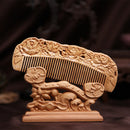 Carved Wooden Comb Natural Peach Wood Anti-Static Massage Comb Retro Chinese Style Combs