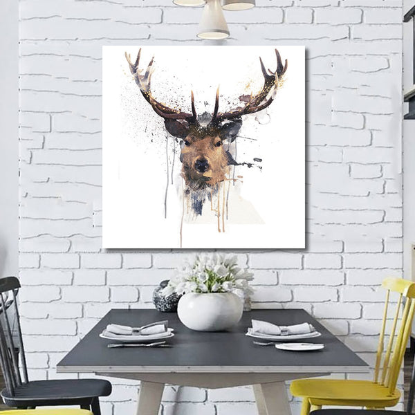 16'' Abstract Stag Deer Canvas Picture Printed Paintings Dcor Framed / Unframed