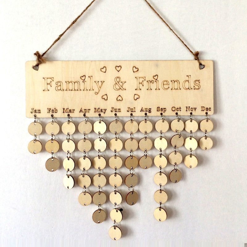 Wooden Anniversary Calendar Board DIY Family Friends Birthday Calendar Sign Special Dates Hanging