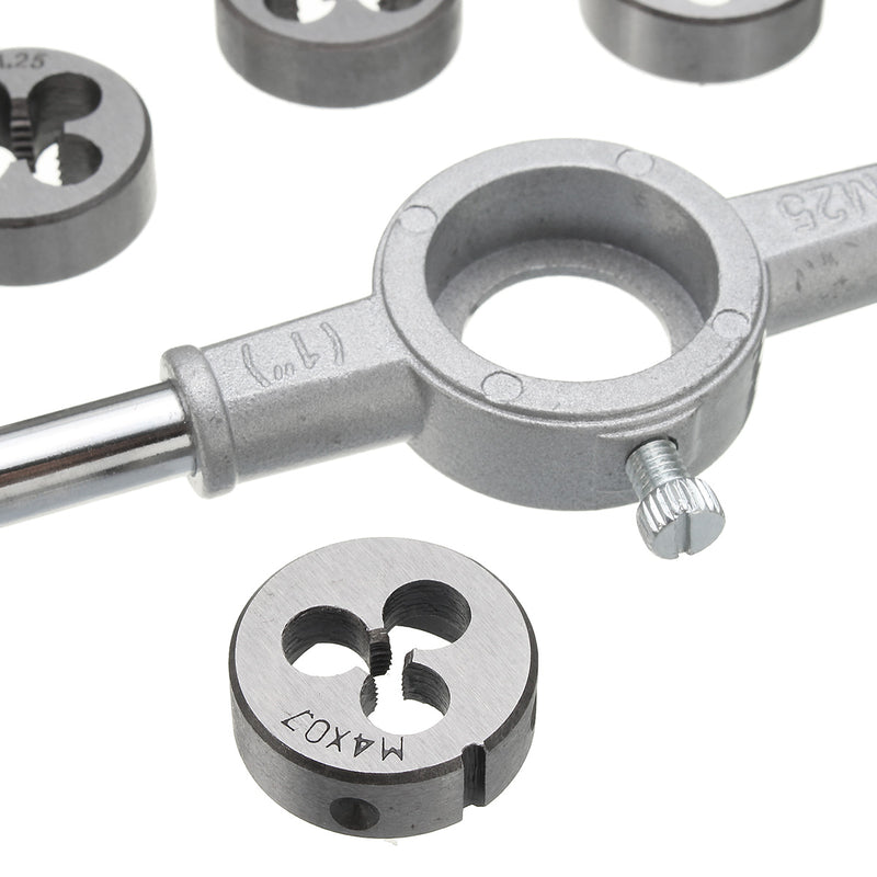 8pcs Metric Screw Tap Wrench and Die Set M3-M12 Nut Bolt Alloy Metal Hand Tools