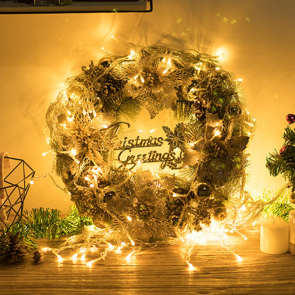 12'' Luxury Golden Christmas Party Door Window Artificial Wreath Xmas Home Decorations
