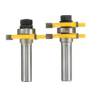 2pcs 1/2 Inch Shank Tongue & Groove Router Bit Set 3 Teeth T-shape Wood Milling Cutter