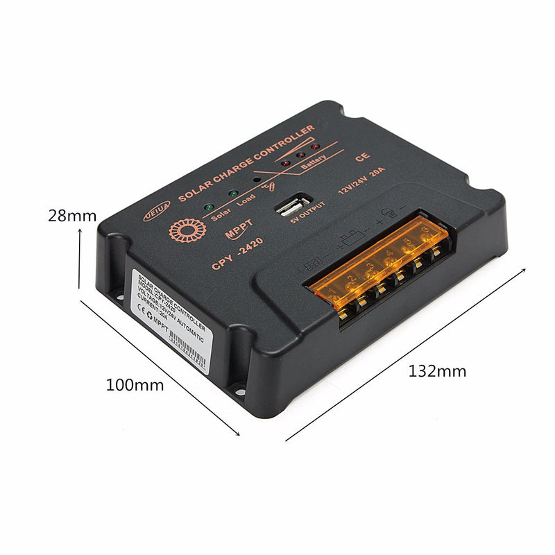 CPY-2420 12V/24V 20A USB MPPT Solar Panel Battery Charge Controller