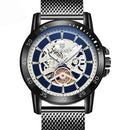 BAGARI 1688 Casual Style Mechanical Appearance Quartz Watches Mesh Steel Men Wrist Watch
