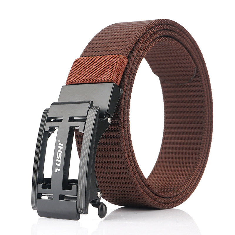 TUSHI 125cm x 3.4cm Zinc Alloy Buckle Men Tactical Belt Nylon Casual Belts