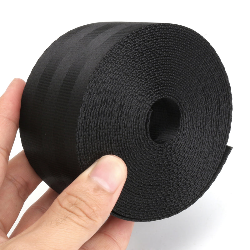 5m Seat Belt Strap Webbing Polyester Fiber Black Break Strength 2500KG 47mm Wide