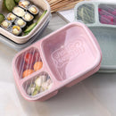 Wheat Straw Lunchbox 3 Grids With Lid Fruit Food Box Storage Container Biodegradable Bento Lunch Box