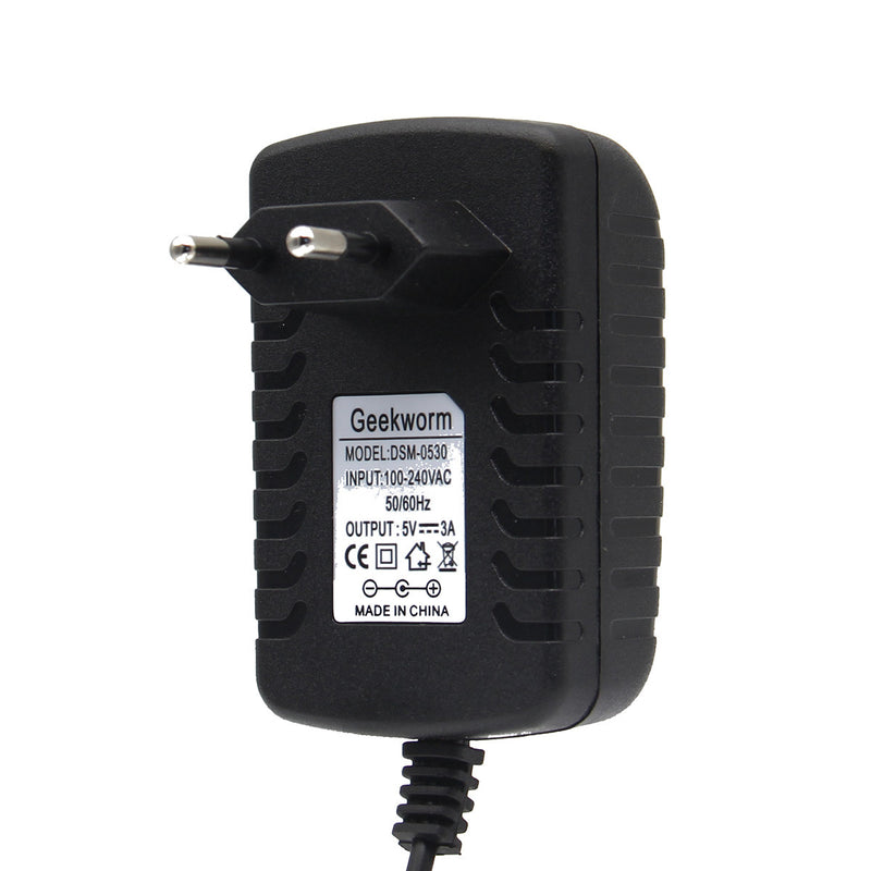 Geekworm EU Standard DC 5V 3.0A Power Supply Adapter With Switch For Raspberry Pi