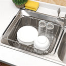 Adjustable Over Sink Dish Drying Rack Stainless Steel Kitchen Storage Organizer
