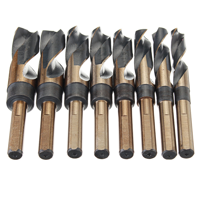 8pcs 1/2 Inch Round Shank HSS Twist Drill Bit Set