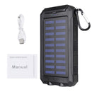 20000mAh Solar Charging Power Bank SOS Mode Portable Cell Phone Solar Charger with Dual USB Charging Ports LED Flashlight Carabiner/Compass
