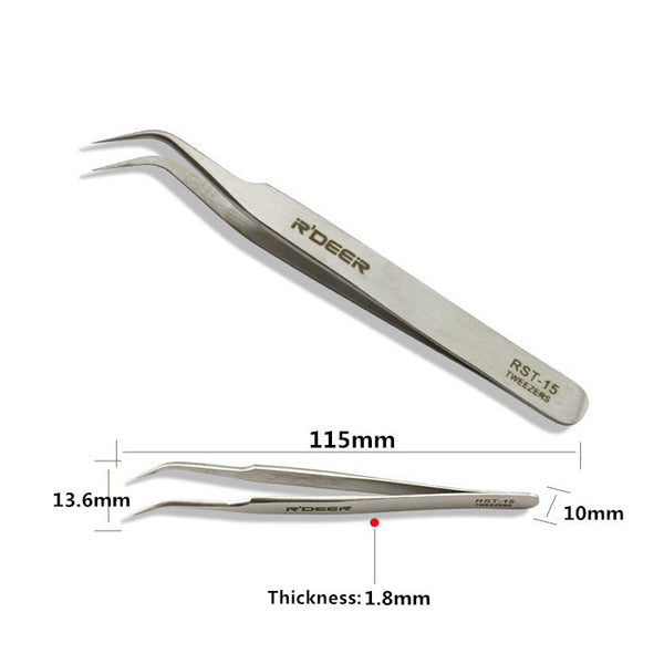 6pcs R'DEER RST10-15 High-Precision Stainless Steel Pointed Tweezers Electronics Tweezers Set