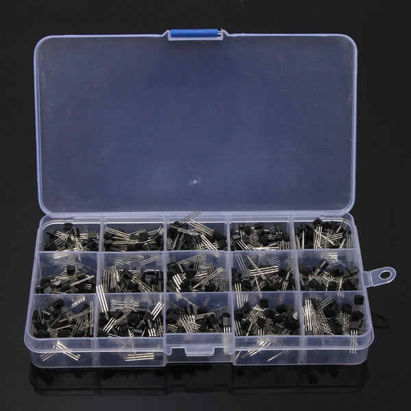 Geekcreit 600Pcs TO-92 NPN PNP Bipolar Transistor 15 Value Assortment Kit