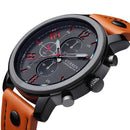 CURREN 8192 Fashion Leisure Sportsman Leather Black Alloy Analog Quartz Wrist Watch