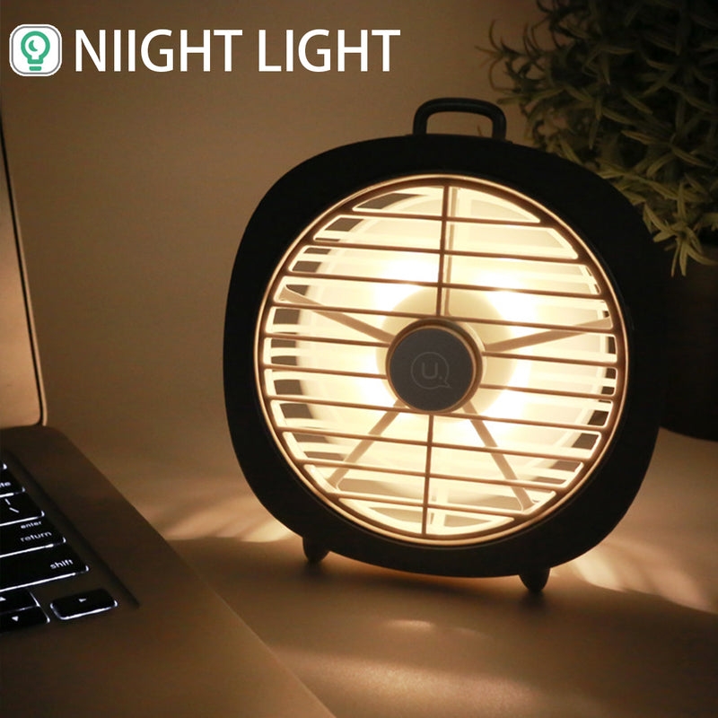 DC 5V 4W Portable USB Fan Air Cooling Cooler with Night Light for Desktop Office Travel