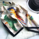 Lady Silk Scarves Imitation Satin Women Parrot Printed Beach Towel Sunscreen Scarf