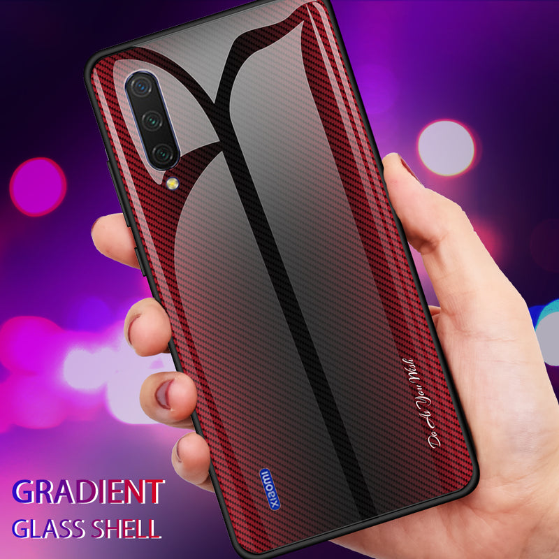 Bakeey Gradient Striped Shockproof Tempered Glass&Soft TPU Protective Case For Xiaomi Mi A3 / Xiaomi Mi CC9e