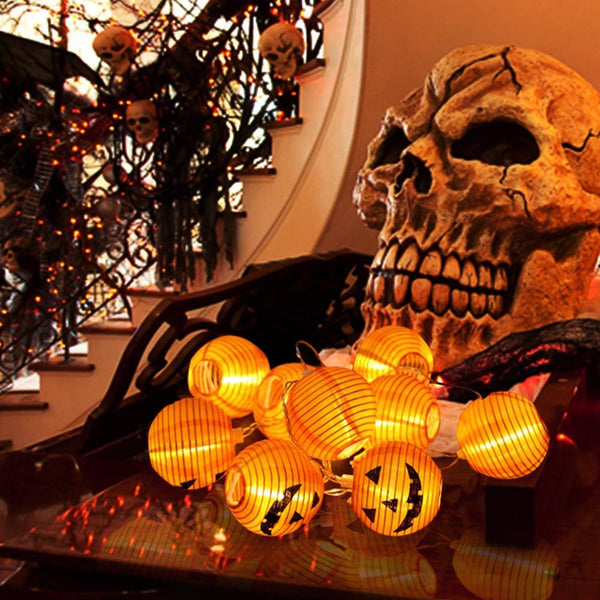 1.2M Battery Power Foldable 10 LED Warm White Halloween Pumpkin String Lantern Fairy Holiday Light