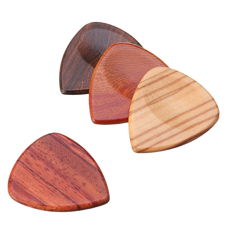 4Pcs Wooden Plectrums Guitar Picks with Box for Guitar Bass Banjo Instrument