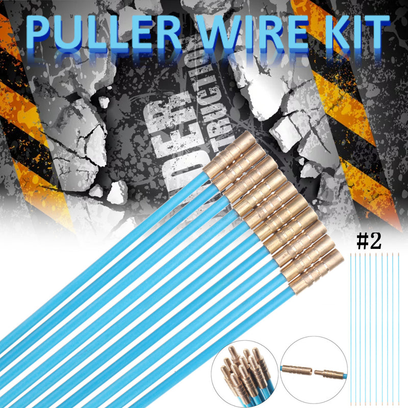 10pcs L58cm D4mm Electrician Puller Wire Fiberglass Cable Wire Duct Rod Threader Pull Kit