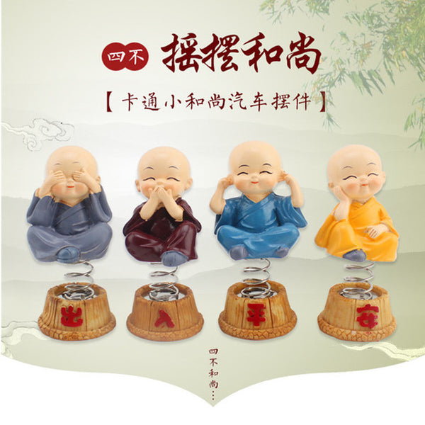 Car Decoration Four Is Not Small Monk Shaking Head Ornaments Creative Resin Car Car Shaking Head Ornaments